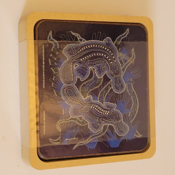 Set Of 6 Aboriginal Art Coasters With Cork Backing By Danny Eastwood - Picture 4 of 12